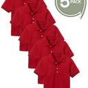 Red (5-Pack) 5 5-Pack School Uniform Tagless Polo Tshirt for Little Boys & Big Boys